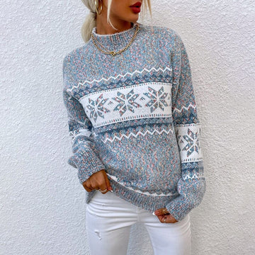 Nordic Pattern Wool Knit Pullover Sweater