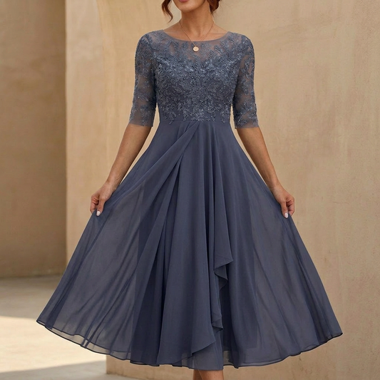 Women’s Lace-Bodice Evening Dress for Elegant Summer Occasions