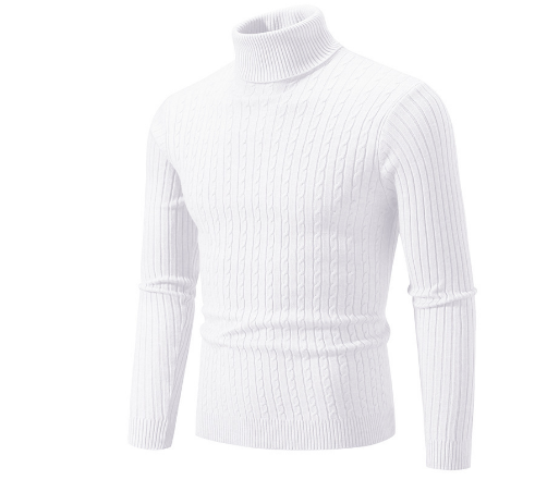 Wool Cable Knit Slim Fit Turtleneck Sweater