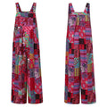 Women's Jumpsuit - Loose Fit - Patchwork Pattern - Long Legs - With Side Pockets