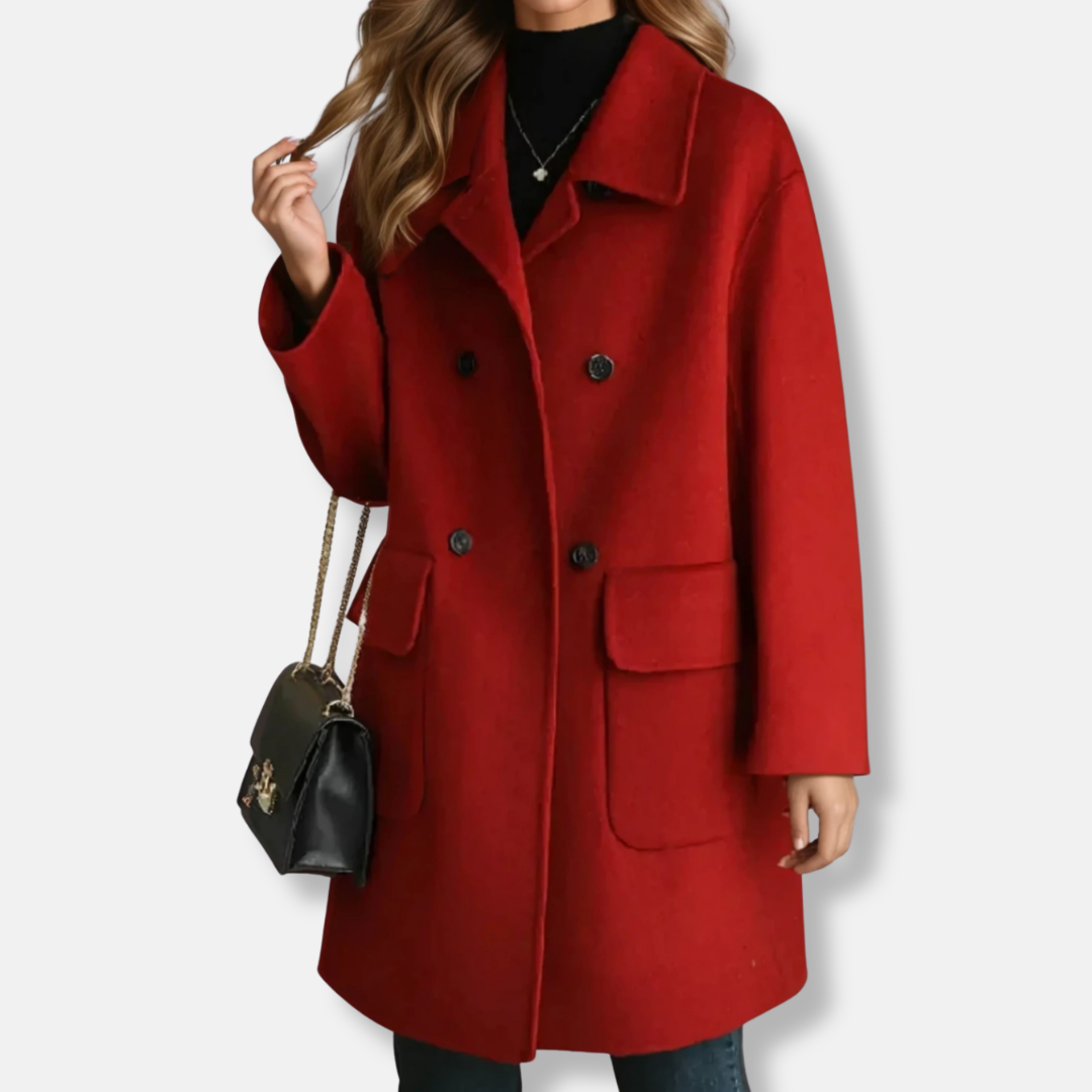 Wool Double-Breasted Mid-Thigh Coat