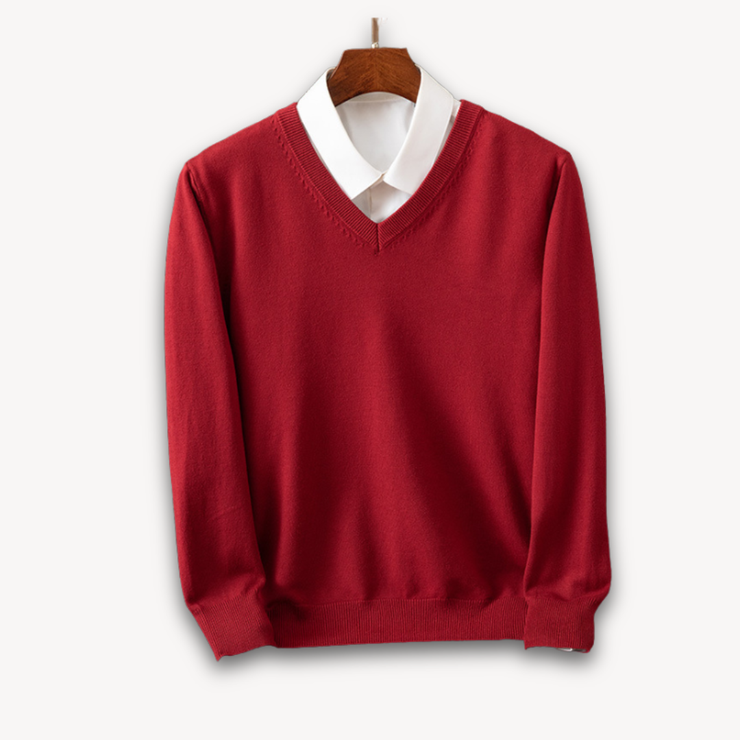 Men's V-neck Sweater – Slim Fit – Soft Knit Quality – Ribbed Edges – Versatile Style