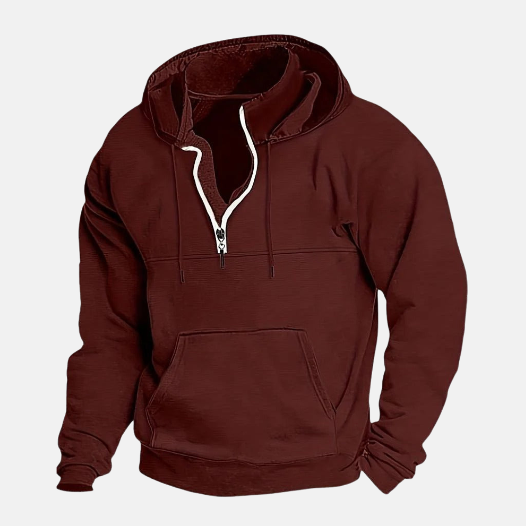 Cotton Blend Quarter-Zip Hoodie