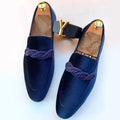 Men's Loafers – Corduroy – Slip-On – Braided Detail – Elegant Fit – Dress Style