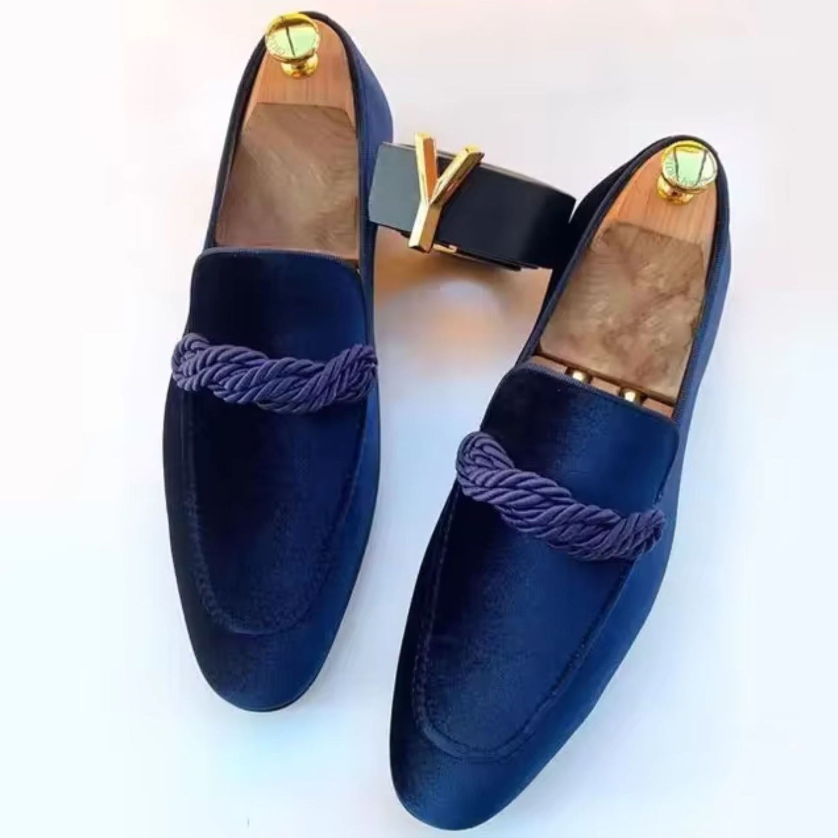 Men's Loafers – Corduroy – Slip-On – Braided Detail – Elegant Fit – Dress Style