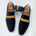Men's Loafers – Corduroy – Slip-On – Braided Detail – Elegant Fit – Dress Style
