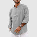 Men's Henley Shirt – Relaxed Fit – Natural Fibers – Long Sleeves – Band Collar