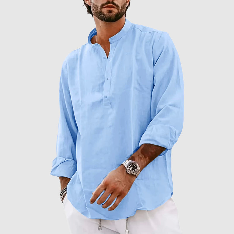 Natural Fibers Relaxed Fit Henley Shirt