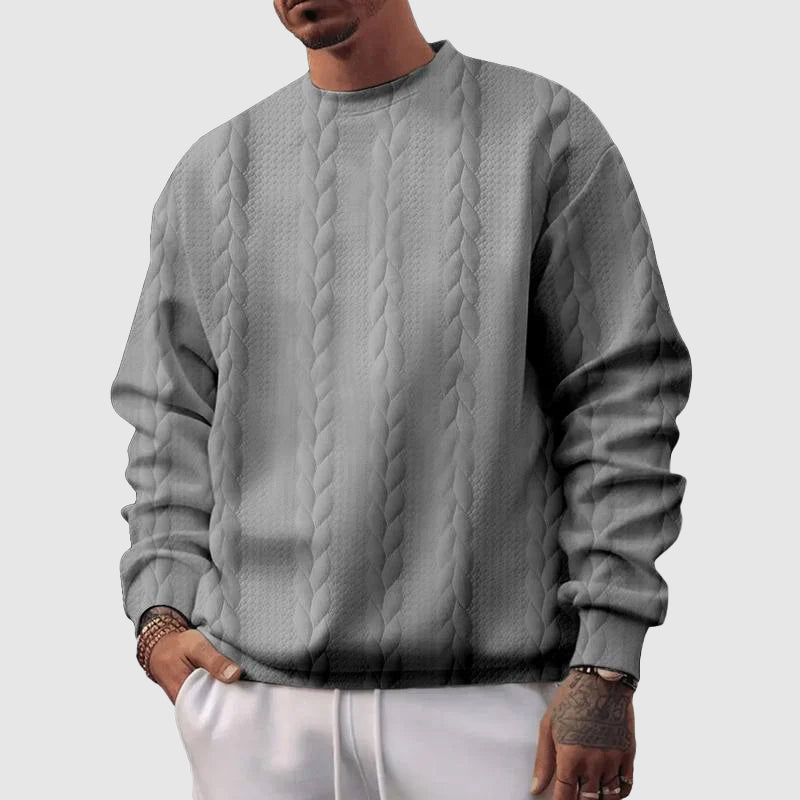 Cable-Knit Wool Relaxed Fit Pullover Sweater