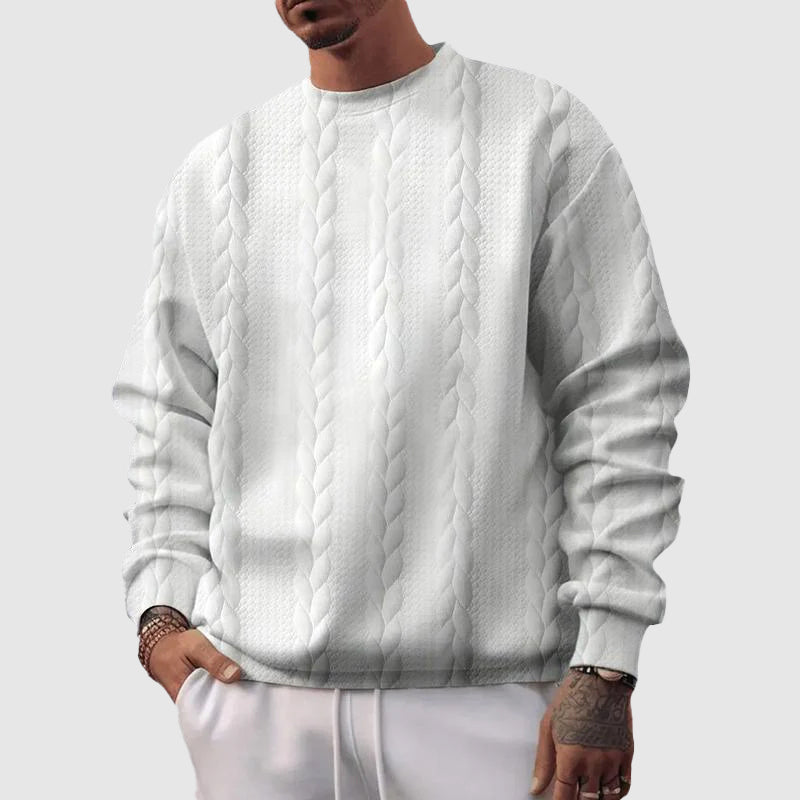 Cable-Knit Wool Relaxed Fit Pullover Sweater