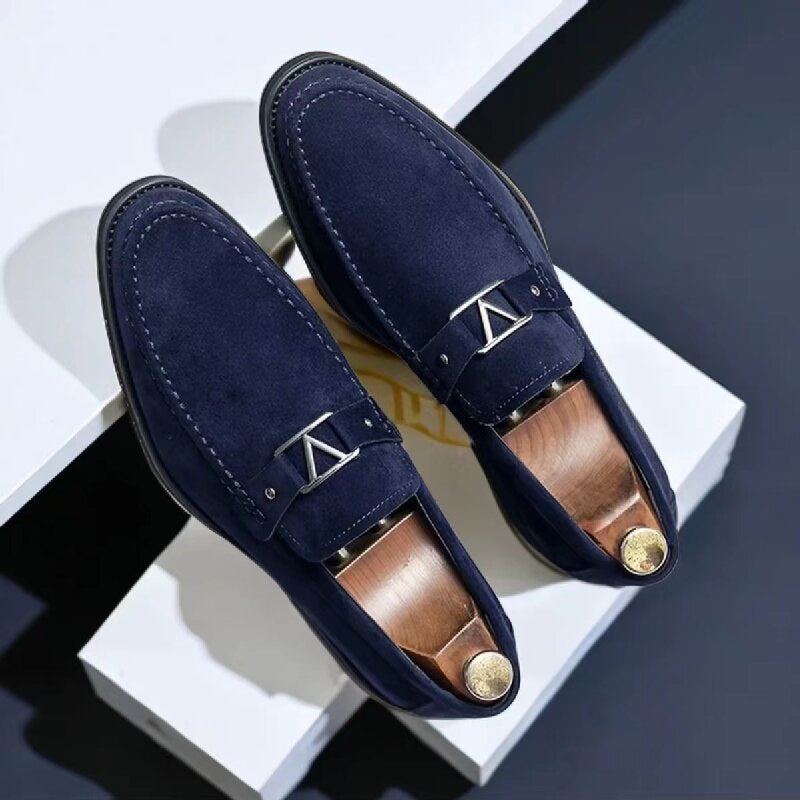 Men's Loafers – Suede – Streamlined Fit – Metal Detail – Slip-On