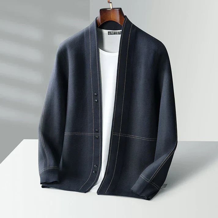 Lightweight Wool Texture Relaxed Fit Cardigan
