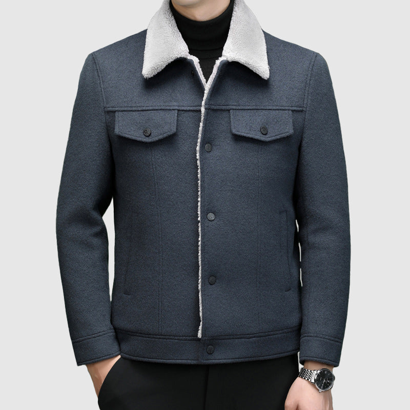 Wool Texture Sherpa Lined Jacket
