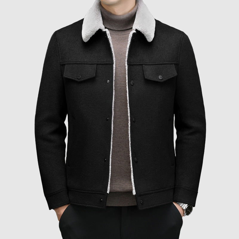 Wool Texture Sherpa Lined Jacket