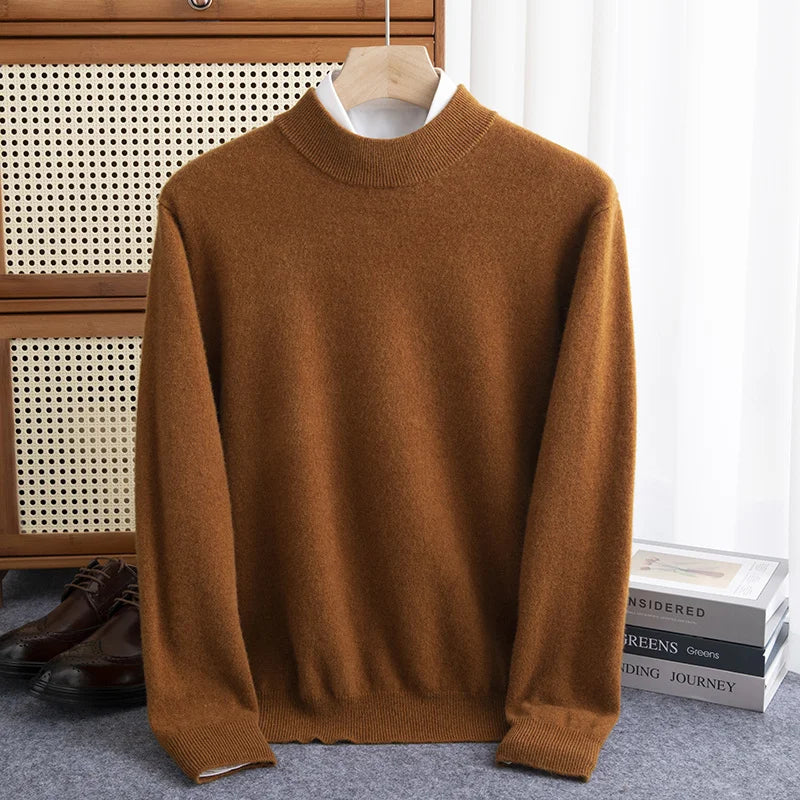 Wool Loose Fit Half-High Neck Pullover Sweatshirt