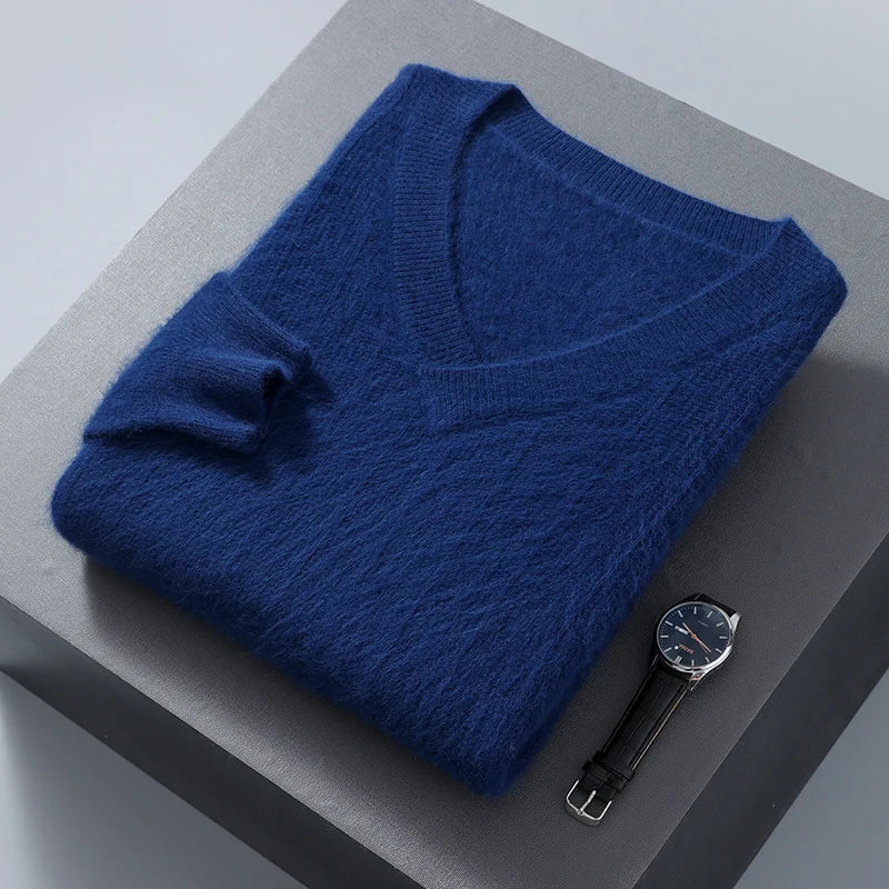 Wool Blend Loose Fit V-Neck Sweater