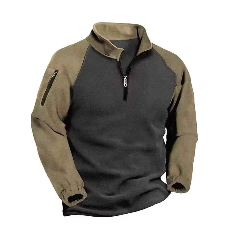 Fleece Zippered Arm Pocket Pullover Top