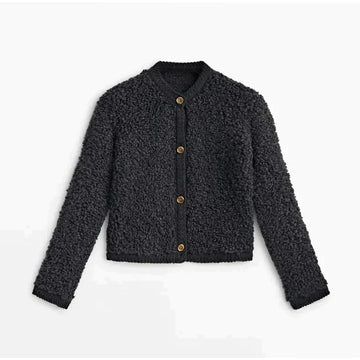 Fuzzy Texture Relaxed Fit Button Front Teddy Coat
