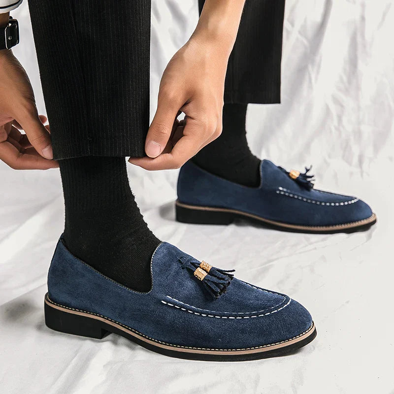 Men's Moccasins – Suede – Classic Fit – Slipper Style with Tassels – Elegant Slip-on