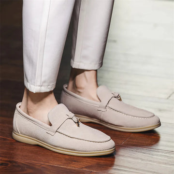Herre Loafers – Ruskind – Slip-On – Gummisål – Minimalistisk Smart-Casual