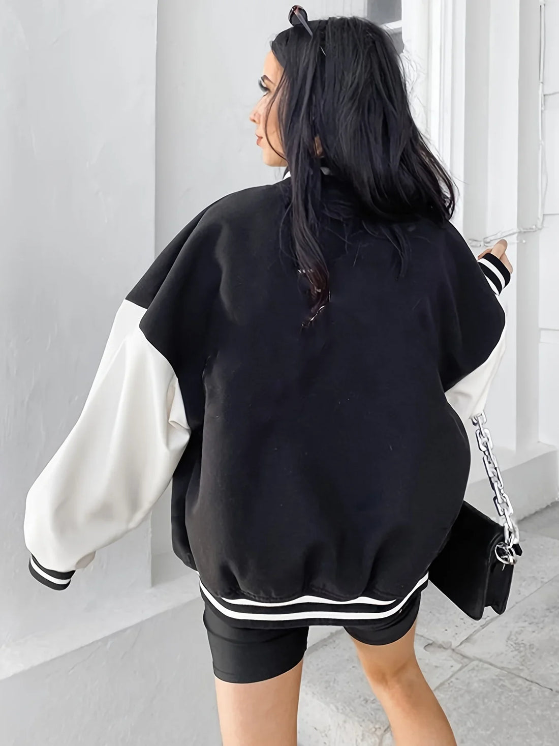 Woven Blend Relaxed Fit Baseball Jacket