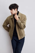 Men's Jacket – Relaxed Fit – Woven Cotton Blend – Button Closure – Classic Collar