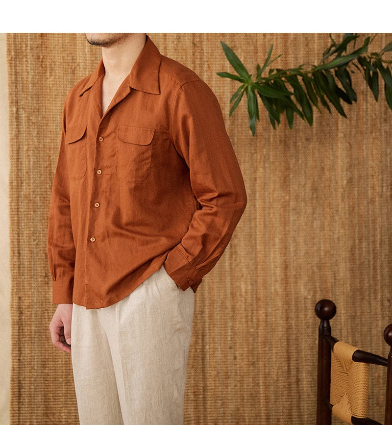 Men's Shirt – Linen – Relaxed Fit – Long Sleeves – Button Closure – Breathable