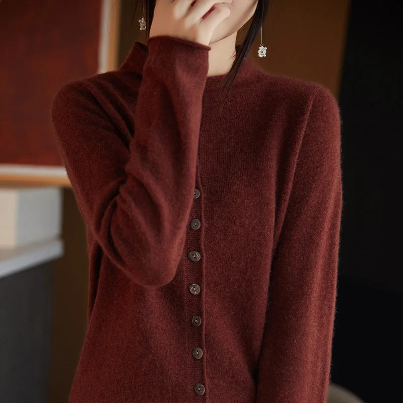 Relaxed Tailored Wool Knit Cardigan Sweater