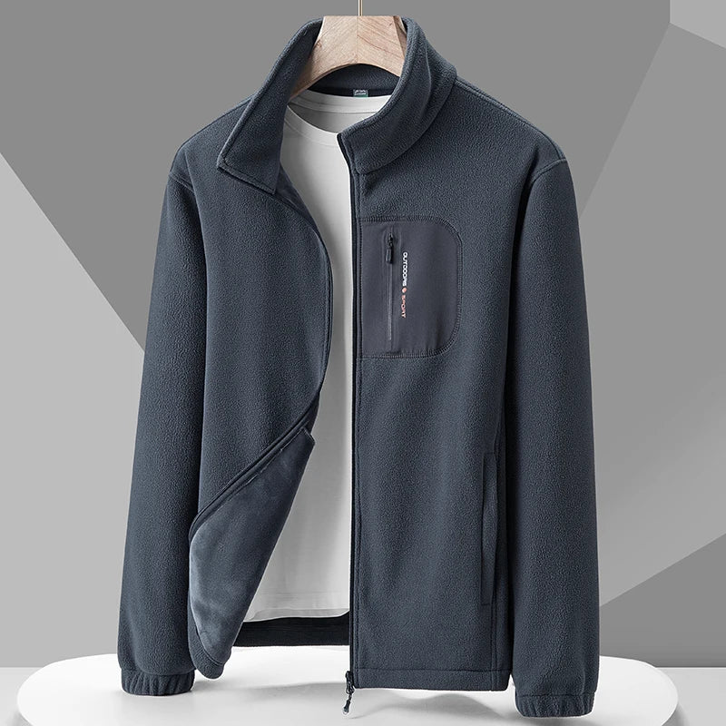 High Collar Zipper Front Fleece Jacket