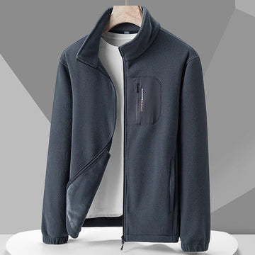 High Collar Zipper Front Fleece Jacket