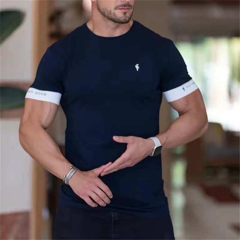 Herre T-shirt - Muscle Fit - Kort Ærme - Stretch - Minimalistisk Design