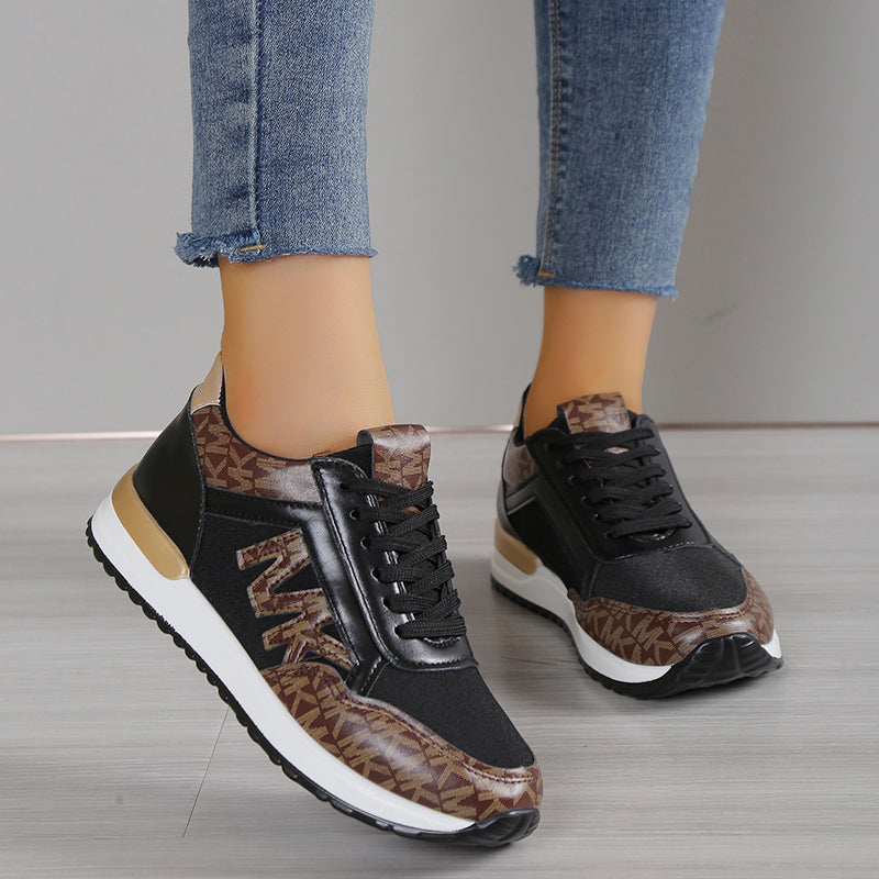Women's Sneakers – Low Profile – Breathable Mesh – Shock-Absorbing Comfort – Lace-Up Closure