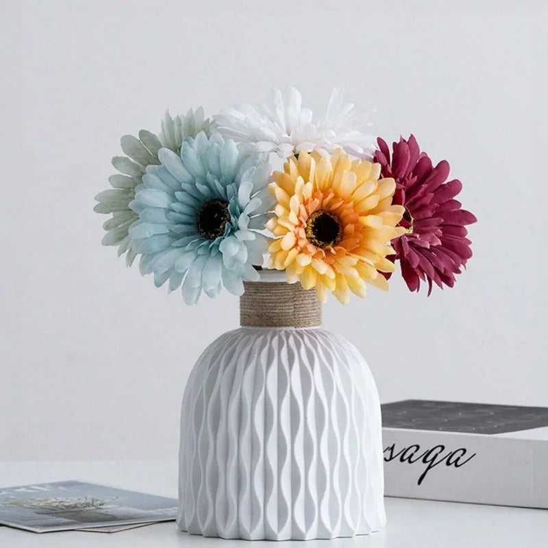 Jute-Wrapped Ribbed Ceramic Vase