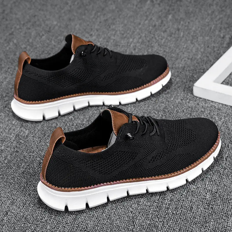 Men's Sneakers - Breathable Knit - Lightweight Rubber Sole - Lace-up Closure Comfort