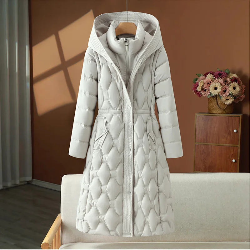 Hooded Fitted Waist Padded Quilted Jacket
