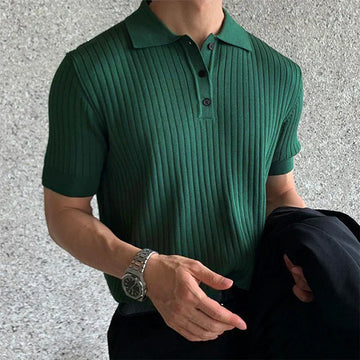 Soft Breathable Ribbed Polo Shirt