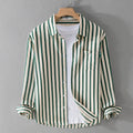 Men's Shirt - Classic Striped Design - Long Sleeves - Button Closure - Chest Pocket
