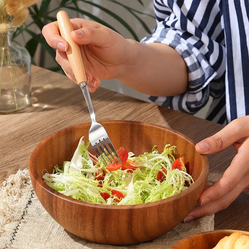 Acacia Wood Deep Salad Bowl