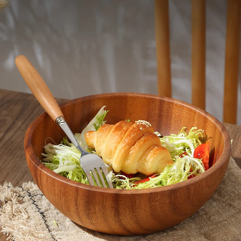 Acacia Wood Deep Salad Bowl