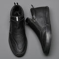 Men's Sneakers – Mid-High Silhouette – Leather Look – Zipper Closure – Comfort Sole
