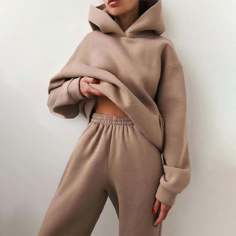 Women's Jogging Set - Oversized Hoodie & Pants - Soft Cotton - Relaxed Fit