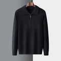 Men's Sweater – Regular Fit – Soft Knit – Short Zipper – Ribbed Edges – Flat Collar