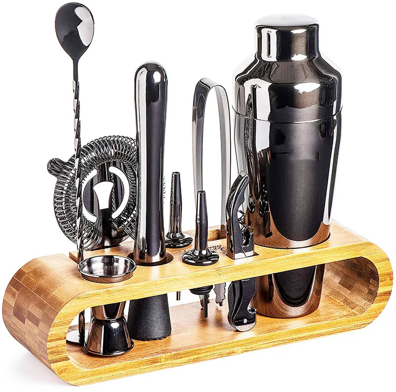Bamboo Tiered Organizer Cocktail Tool Set