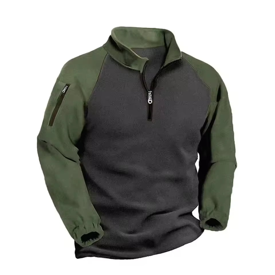 Fleece Zippered Arm Pocket Pullover Top