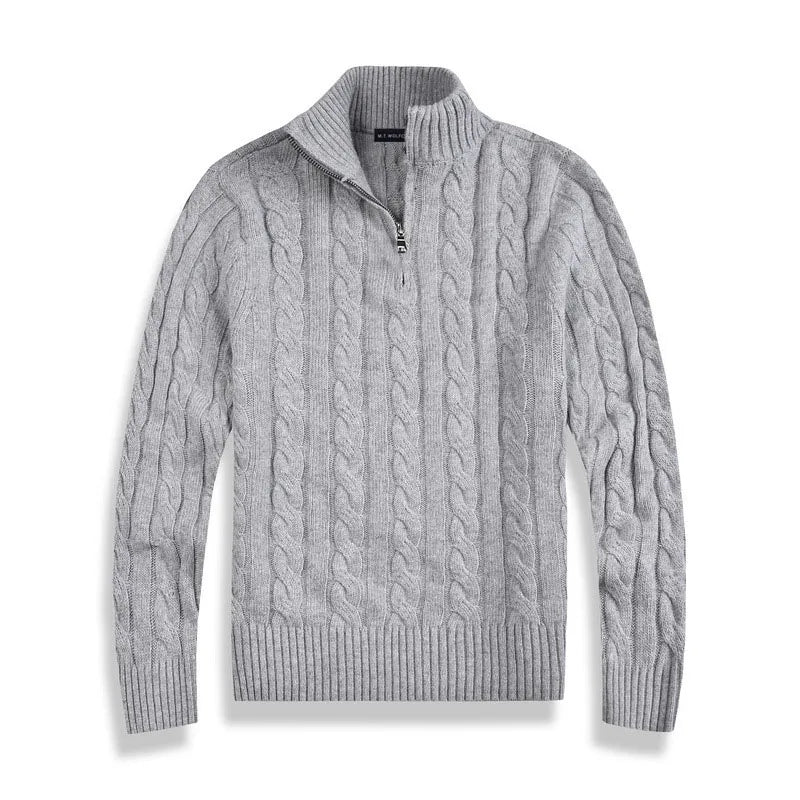 Cotton Cable Knit Half-Zip Sweater