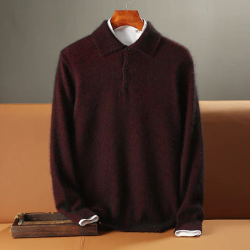 Herre Polo Sweater – Uld – Afslappet Pasform – Langærmet – Ribkant & Knaplukning