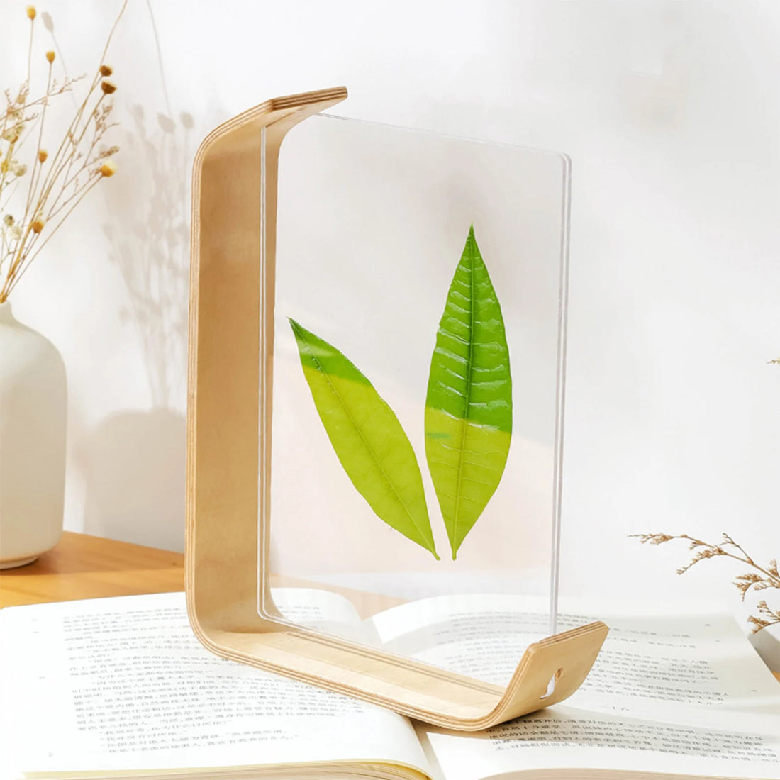Wood And Acrylic Floating Desktop Photo Frame