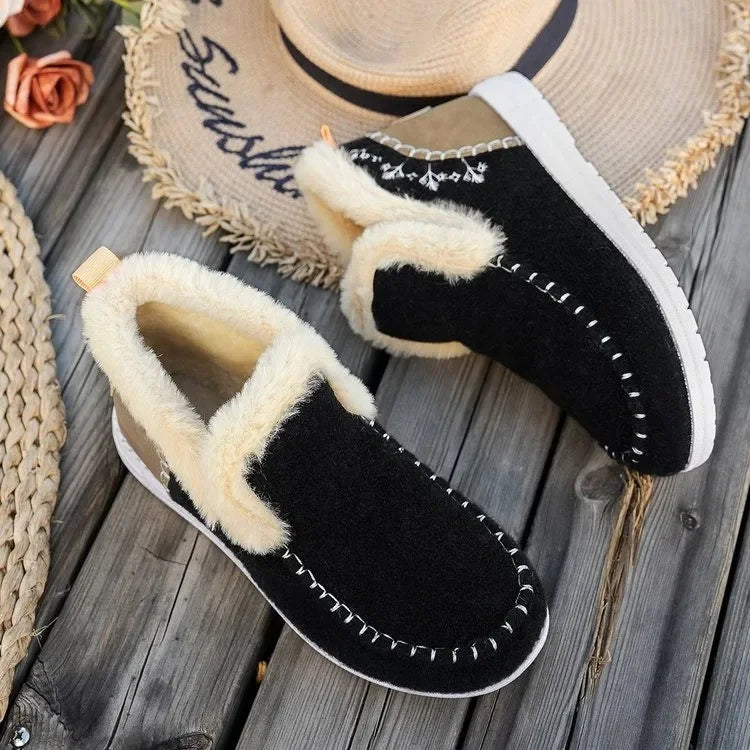 Cozy Faux Fur Lined Stitched Ankle Boots