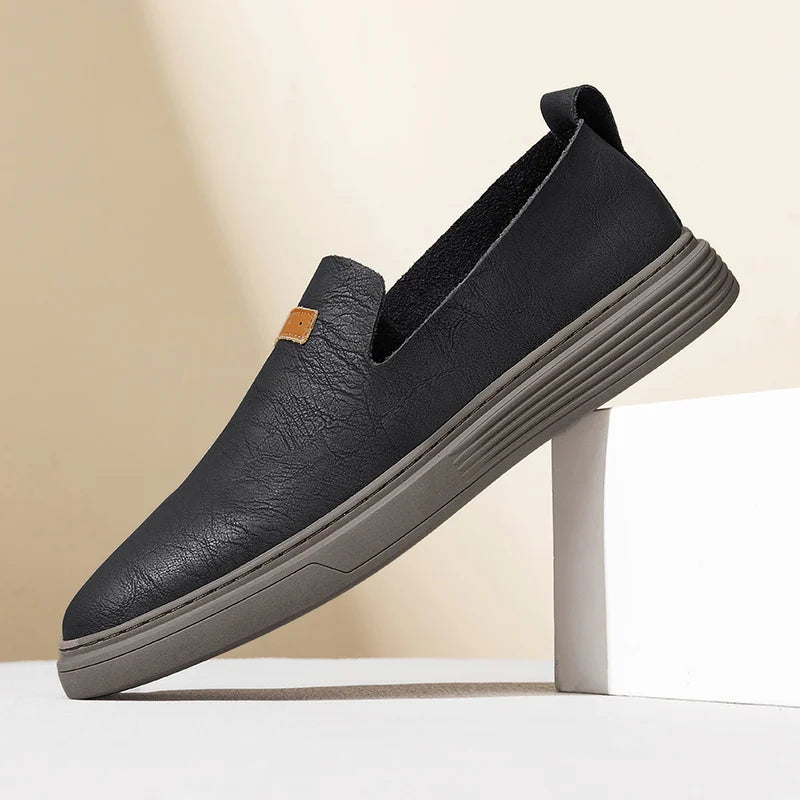 Men's Moccasins – Leather Slip-On – Low Profile – Padded Sole – Casual Comfort