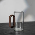 Smoked Glass Mug With Wooden Handle